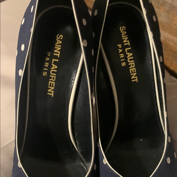Saint Laurent Navy Polka Dot Heels - Picture 4 of 5